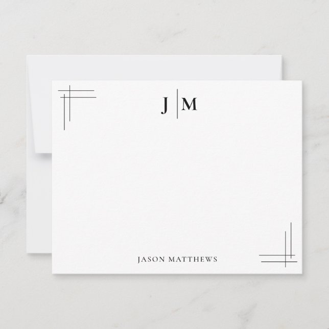 Classic Border Two Initial Monogram Card (Front)