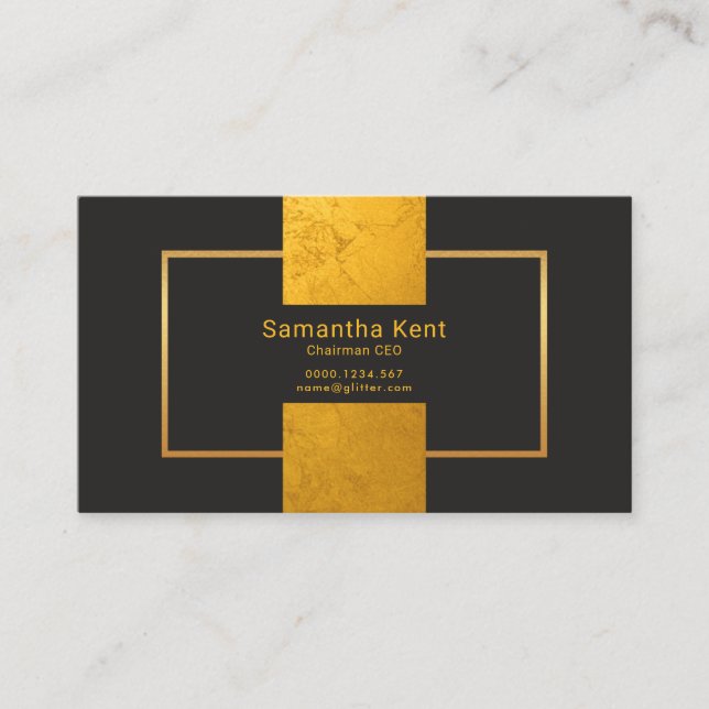 Classic Borders Gold Glitter Elegance Founder CEO Business Card (Front)