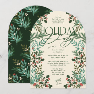 Classic Botanical Christmas Holiday Party Arch Invitation
