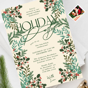 Classic Botanical Elegance Christmas Holiday Party Invitation