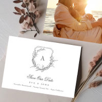 classic botanical floral monogram crest photo