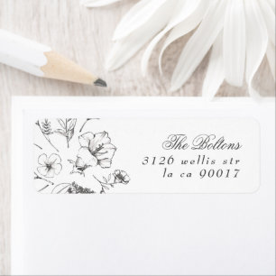 Classic Botanical Florals Wedding Return Address Label