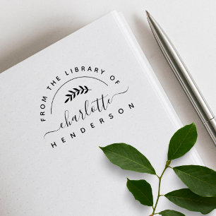 Classic Botanical From The Library Of Book Rubber Stamp