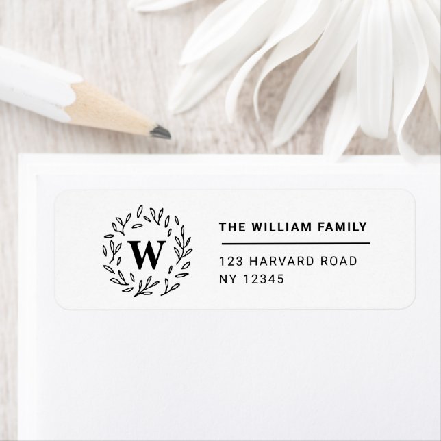 Classic Botanical Monogram Return Address Labels (Insitu)