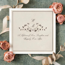 Classic Botanical Monogram Wedding Napkin
