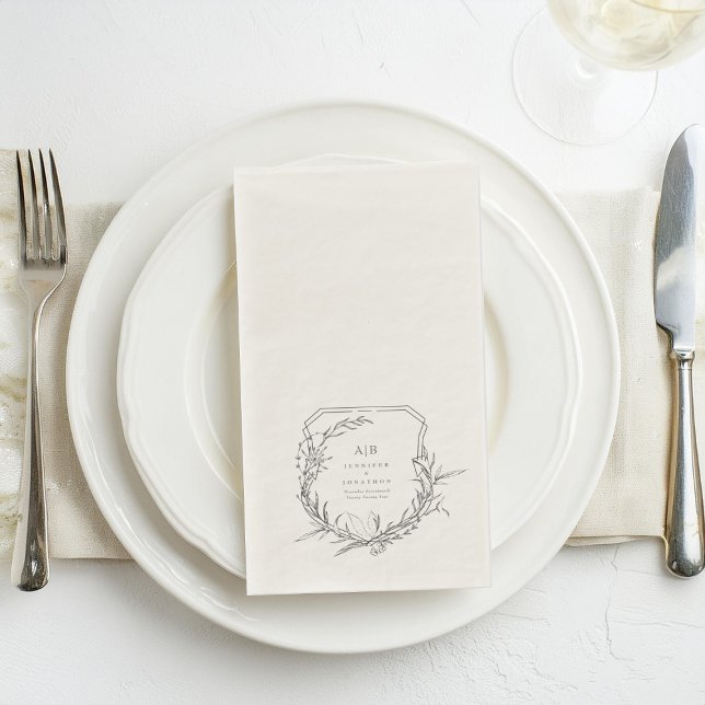 classic botanical names monogram crest wedding napkin (Creator Uploaded)