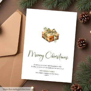 Classic Botanical Printable Christmas Greeting  Holiday Card