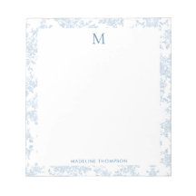 Classic Botanical Toile Monogram French Blue