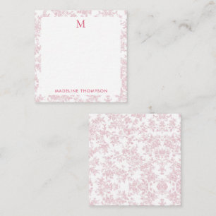 Classic Botanical Toile Monogram Red Square Card