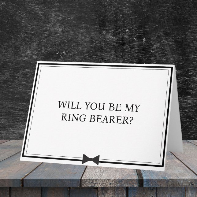 Classic Bowtie Minimalist Ring Bearer Proposal Card (Propose to your ring bearer in style with this classic bowtie card. A timeless way to ask.)