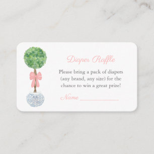 Classic Boxwood Baby Girl Shower Diaper Raffle Enclosure Card