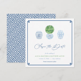 Classic Boxwood Ginger Jar Blue & Green Wedding Save The Date