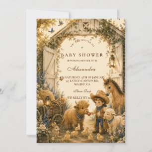 Classic Boy Western Boho Baby Shower Invitation