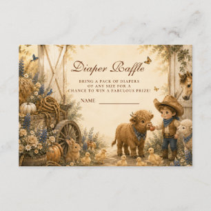 Classic Boy Western Boho Diaper Raffle Enclosure Card