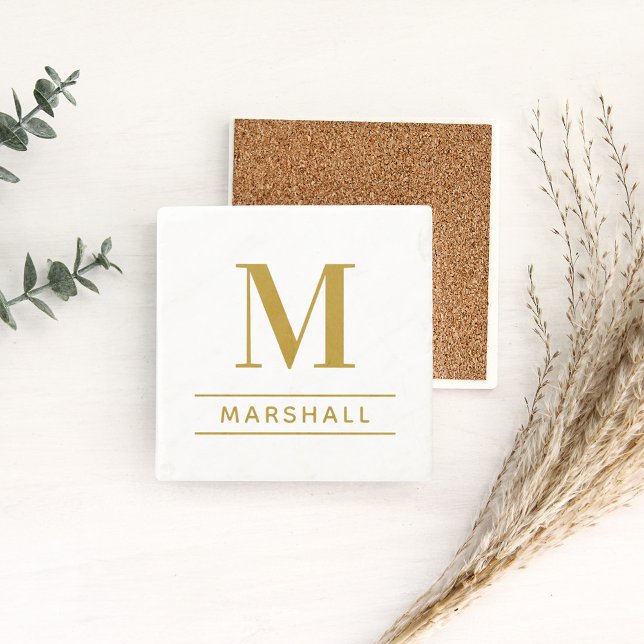 Classic Brass Personalised Family Monogram Initial Stone Coaster (Creator Uploaded)