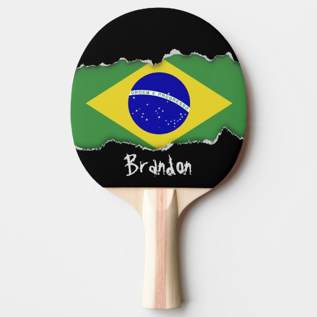 Classic Brazilian Flag Ping Pong Paddle (Front)