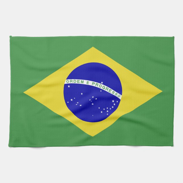 Classic Brazilian Flag Tea Towel (Horizontal)