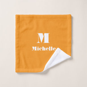 Classic Bright Orange Name Initial Letter Wash Cloth