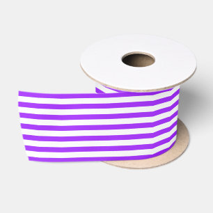 Classic Bright Purple and White Nautical Striped Satin Ribbon