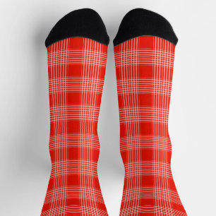 Classic Bright Red Plaid Pattern Socks