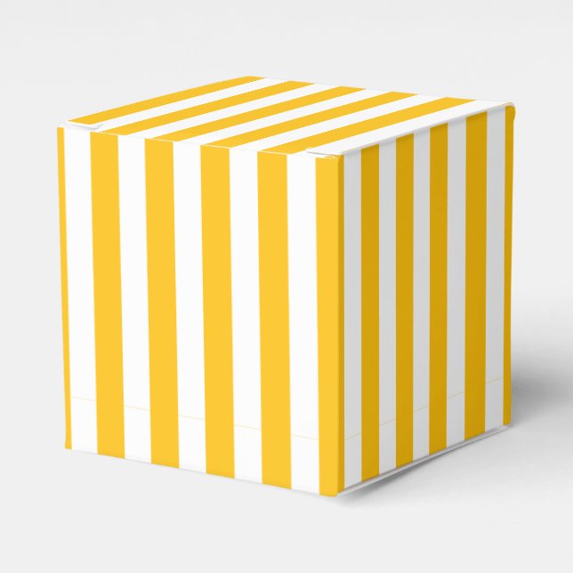 Classic Bright Sunny Yellow Orange & White Stripes Favour Box (Front Side)