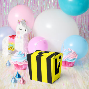 Classic Bright Yellow and Black Striped Take Out Favour Box