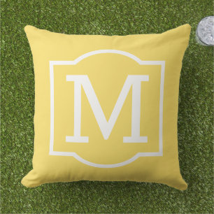 Classic Bright Yellow Custom Monogram Letter Cushion