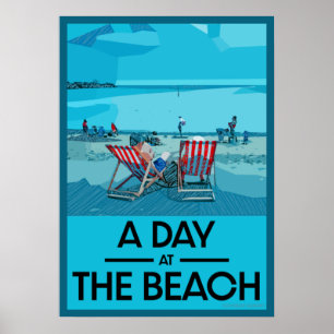 Classic British Beach Art  British Sea Side Poster