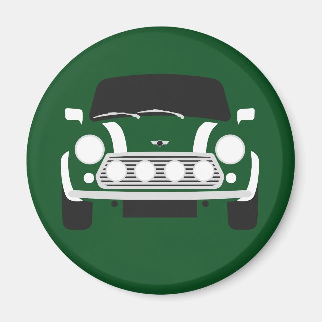 Classic British Racing Green Mini Car Magnet (Front)