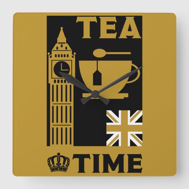 Classic British Tea Drinkers    Square Wall Clock (Front)