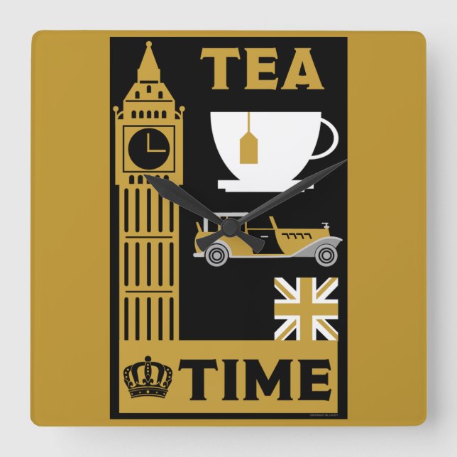 Classic British Tea Drinkers      Square Wall Clock (Front)