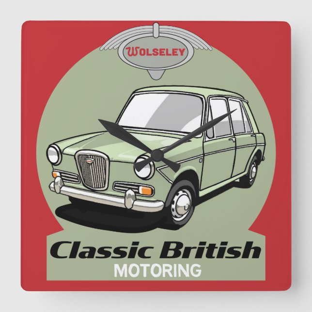 Classic British Wolseley 1300 Car Square Wall Clock (Front)
