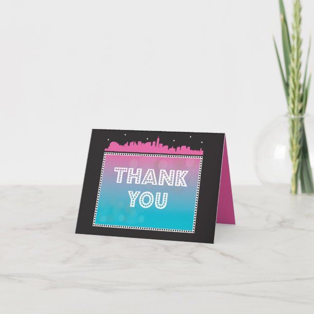 CLASSIC BROADWAY Bar Bat Mitzvah Invitation-pink Invitation (Front)