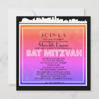 CLASSIC BROADWAY Bat Mitzvah Invitation-rainbow