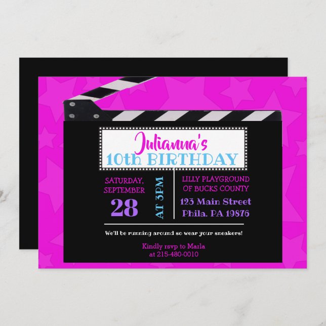 CLASSIC BROADWAY Birthday Party Invitation (Front/Back)