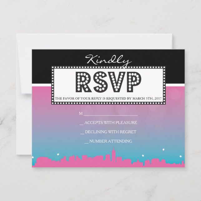 CLASSIC BROADWAY Reply-pink Invitation (Front)