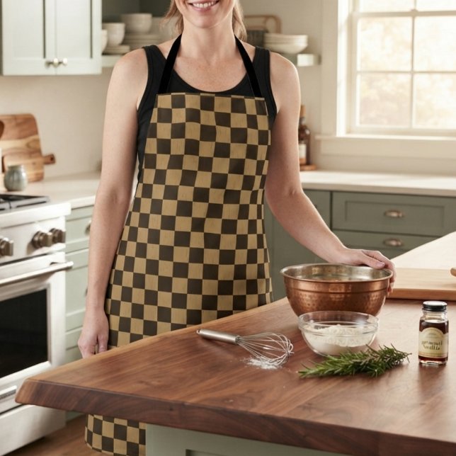 Classic Brown and Beige Chequerboard  Apron (Creator Uploaded)