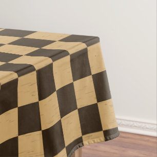 Classic Brown and Beige Chequerboard  Tablecloth