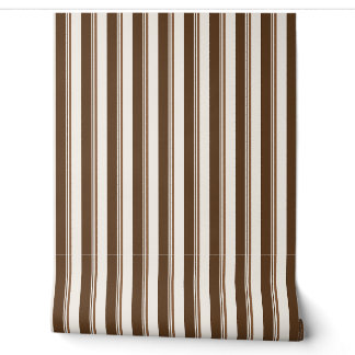 Classic Brown and Beige Vertical Stripes Pattern Wallpaper