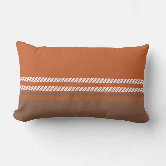 Classic Brown and Orange with Stripes Throw Pillow (Front)