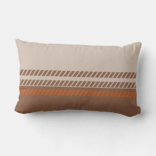 Classic Brown and Tan and Orange with Stripes Lumbar Cushion