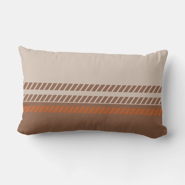 Classic Brown and Tan and Orange with Stripes  Lumbar Cushion (Back)
