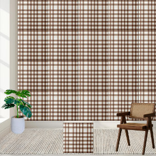 Classic Brown and White Gingham Checkered Tile