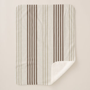 Classic Brown Beige Ticking Stripe Pattern Sherpa Blanket