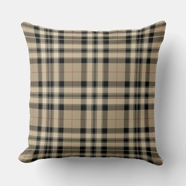 Classic Brown Black  Plaid  Cushion (Front)