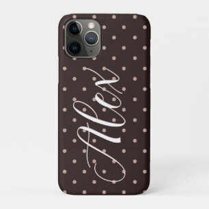 Classic Brown Boho Polka Dot Pattern Graphic iPhone 11 Pro Case