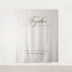 Classic Brown Calligraphy Wedding Backdrops Banner Tapestry