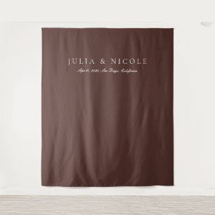 Classic Brown Calligraphy Wedding Backdrops Banner Tapestry