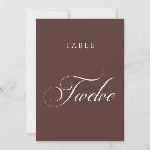 Classic Brown Calligraphy Wedding Table Number