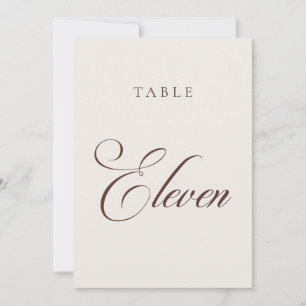 Classic Brown Calligraphy Wedding Table Number